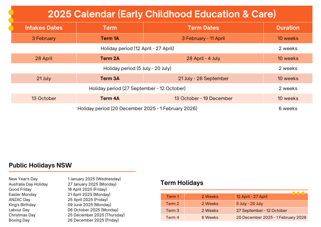 Calendar Dates ECEC Rhodes International College